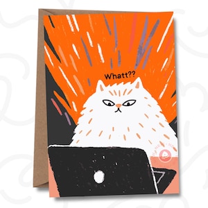 Carte meme drôle de chat - carte réaction de chat - cadeau imprimable drôle pour collègue, patron ou étudiant - humour dans la vie professionnelle - cadeau numérique de style meme