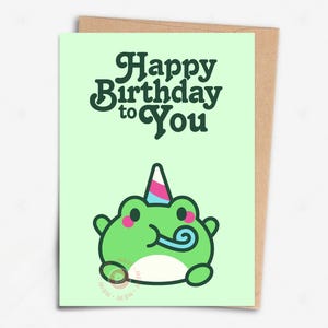 Cute Frog Birthday Card Printable – Funny Happy Birthday Digital Download, Instant Party Animal Card for Kids & Adults