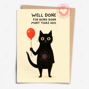 Cartão de aniversário engraçado de gato, Cartão de aniversário de gato, Cartão de aniversário engraçado, Cartão de aniversário engraçado de gato, Cartão de aniversário de gato, Cartão de aniversário divertido, 2025
