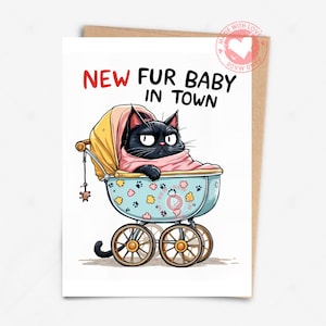 Cartão para nova mãe de gato | Cartão engraçado para gato | Cartão digital de felicitações para gato | Presente de adoção de gato | Nova mãe de gato | Presente para mãe de gato | Cartão engraçado para animal de estimação | Mamãe de gato