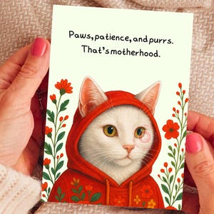 Carte de maternité Carte de nouvelle maman Chat mignon Carte imprimable Maman de chat Carte de fête des mères Cadeau pour amoureux des chats Carte de fête des mères drôle en téléchargement numérique