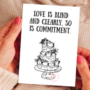 Cartão de casamento para imprimir | Cartão de casamento engraçado para imprimir | Cartão sarcástico de casamento ou aniversário | Cartão de noivado engraçado | Cartão humorístico de casamento