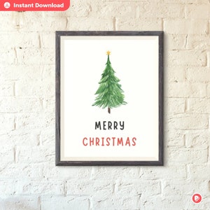 Merry Christmas Tree Print: Festive Holiday Wall Art (Digital Download)