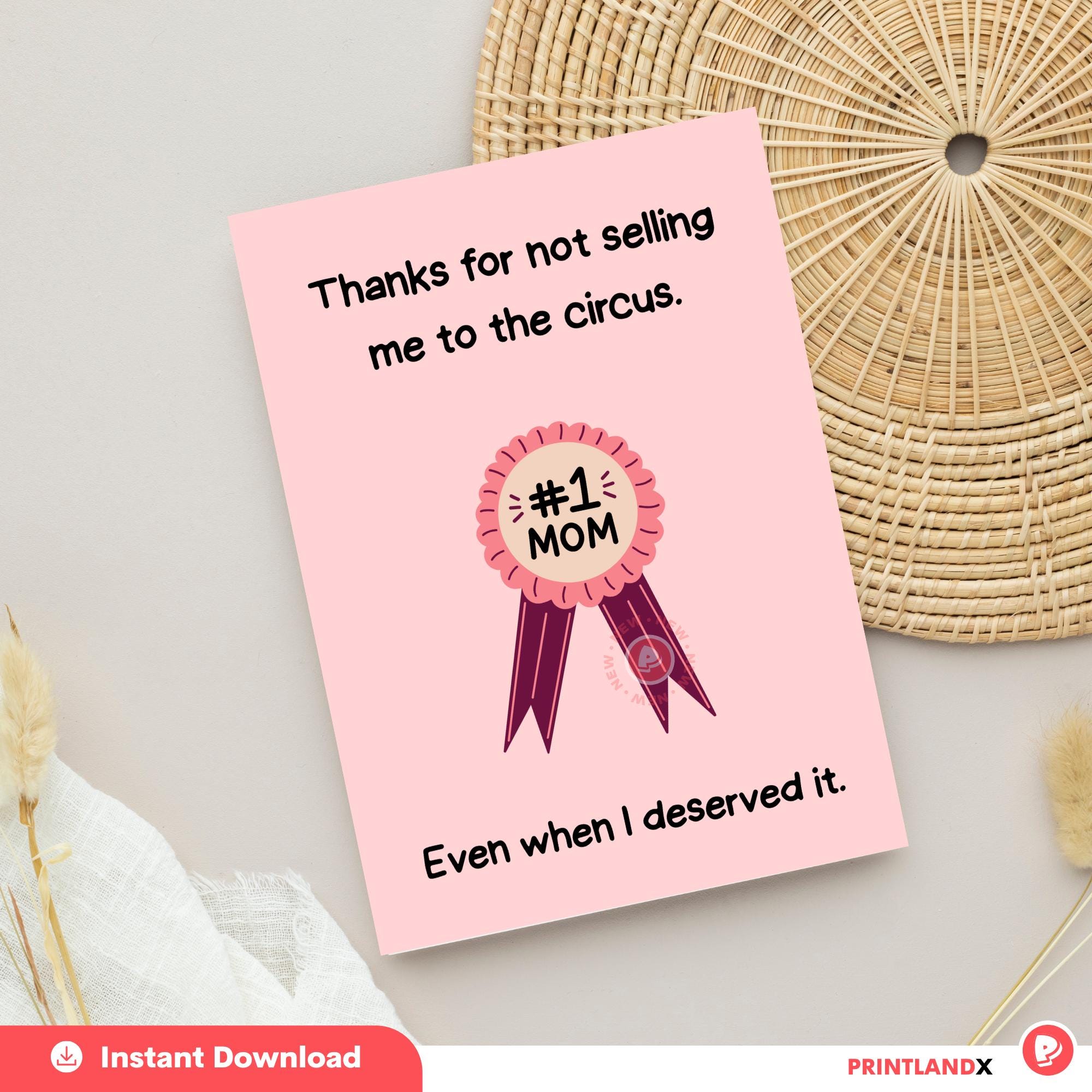Printable Funny Mom Card, Sarcastic Mother’s Day Card, Cute Humor Card ...