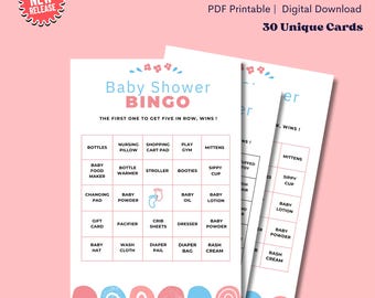 Baby Shower Bingo: 30 Printable Gender Neutral Cards (PDF)
