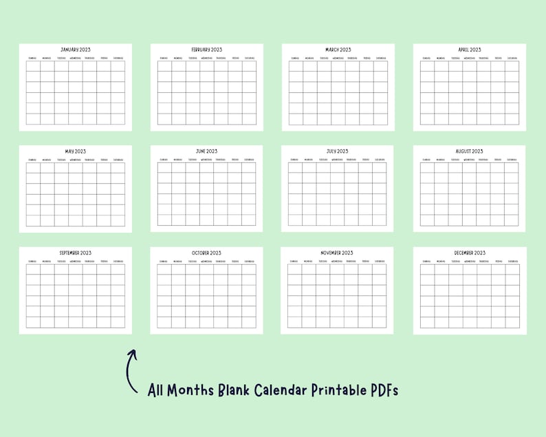 Monthly Blank Calendar Simple Calendar Free Printable - Etsy