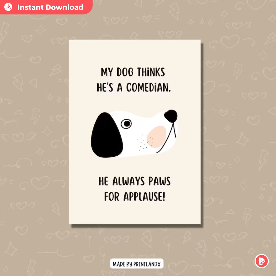 Printable Dog Birthday Card, Printable Birthday Card Funny, Digital