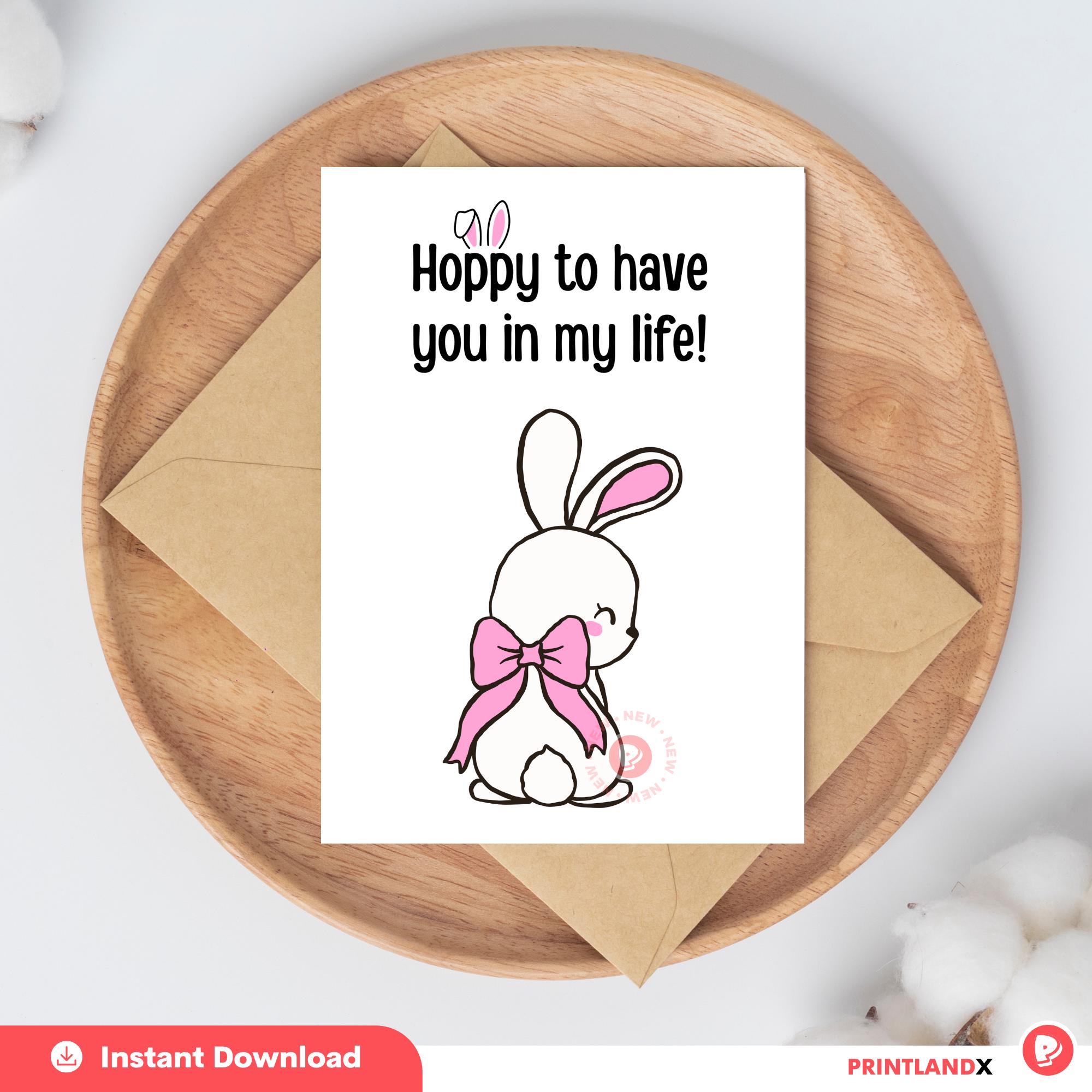 Cute Bunny Love Card Printable, Romantic Greeting Card, Anniversary ...