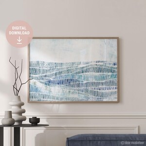 Ocean Waves Art Print, Abstract Blue Ocean Poster, Blue Sea, Instant Download, Printable Art, Digital File