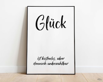 Affiche : Le bonheur est gratuit, mais toujours inestimable | Parfait pour le salon | Cadeau pour les amis et la famille