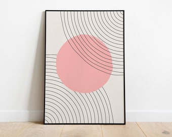 Poster: LINES 01 | Geometric Art Print Minimalist Pink Orange Black Photo Poster Abstract Art Print Gift Idea