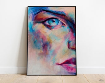 Cartel colorido del arte del rostro femenino, arte moderno, mural decorativo, obra de arte inspiradora