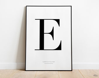Affiche : Lettre E, noir et blanc