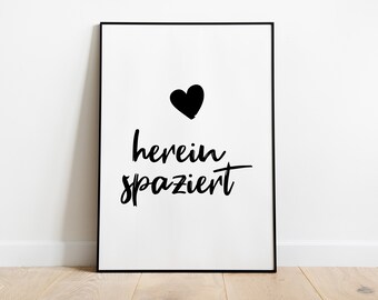 Modern minimalist poster "Walk in", black and white design, elegant wall art