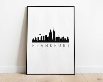 Poster: Skyline van Frankfurt, zwart-wit