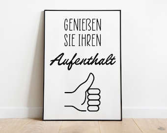 Poster: Geniet van je verblijf, sw