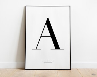 Poster: Letter A, black and white