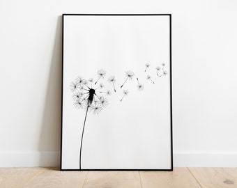 Affiche : Pissenlit | Idéale pour votre appartement ou votre maison | Format A4 - A1 | Illustration | Décoration murale