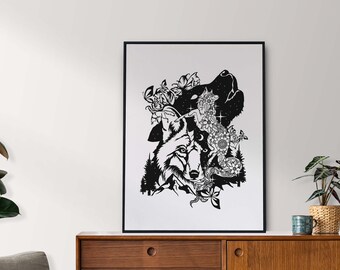Poster: Wolf, zwart
