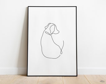 Affiche minimaliste de dessin au trait d'un chien - Décoration murale élégante pour animaux de compagnie, style moderne, illustration simple d'un chien