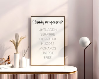 Póster: ¿Olvidaste tu teléfono? | Póster divertido para el baño | Rompecabezas genial para entretiempo, en blanco y negro