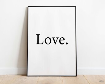 Poster: Liefde, minimalistisch, zwart-wit