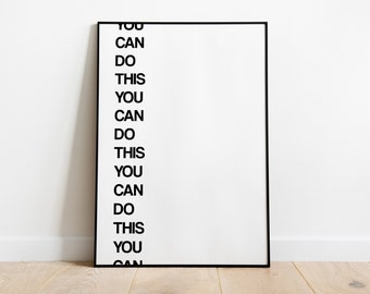 Puedes hacer este cartel, motivacional, arte moderno de la pared, tipografía, inspirador, blanco y negro