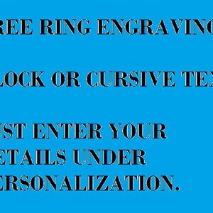 a blue background with the words free ring engravings block or cursive text