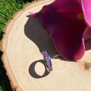 Purple Ombre Opal Inlay Ring - Men / Women Wedding Ring,  Engagement Ring, Anniversary Gift, Custom Jewelry, Valentines Gift
