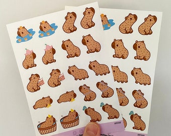 Kawaii Capybara Sticker Sheet - Kawaii - Capybara - Stickers - Sticker Sheet - SSC 0012