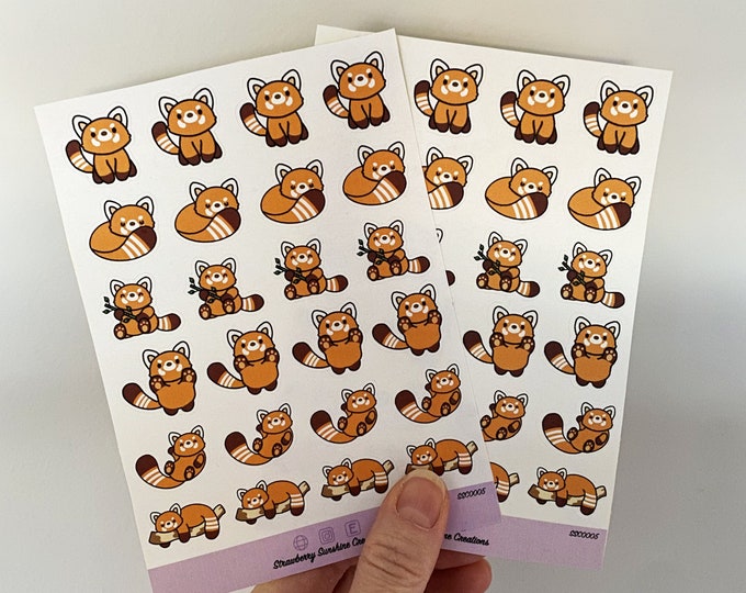 Kawaii Red Panda Sticker Sheet - Red Panda - Stickers - Sticker Sheet