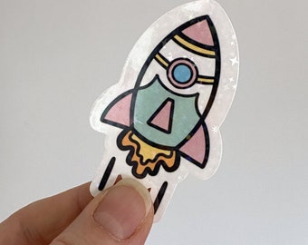 Kawaii Holographic Rocket Sticker - Rocket - Space - Holographic - Sticker