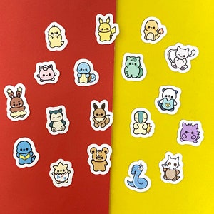 Kawaii Gen 1 Inspired Vinyl Stickers - Gen 1 - Mini - Inspired - Sticker Pack