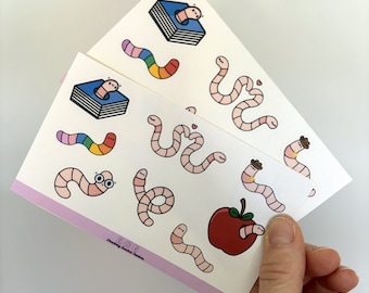 Kawaii Worm Sticker Sheet - Worm - Stickers - Sticker Sheet - SSC 0040
