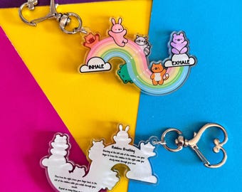Self Care Rainbow Breathing Keyring - Self Care - Rainbow - Breathing - Keyring