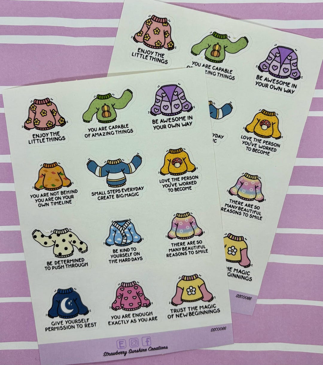 Self Care Cozy Jumper Sticker Sheet - Kawaii - Self Care - Jumper ...