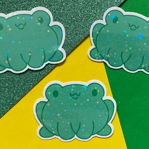 Sticker vinyle scintillant scintillant grosse grenouille kawaii - Kawaii - Sticker - scintillant - grenouille