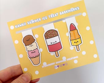 Kawaii Ice Treats Magnetic Bookmarks - Cute - Bookmark - Reading - Ice Cream - Lolly