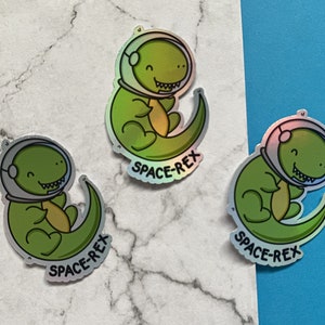 Kawaii Space Rex Holographic Sticker - Space Rex - Sticker - T-Rex - Kawaii