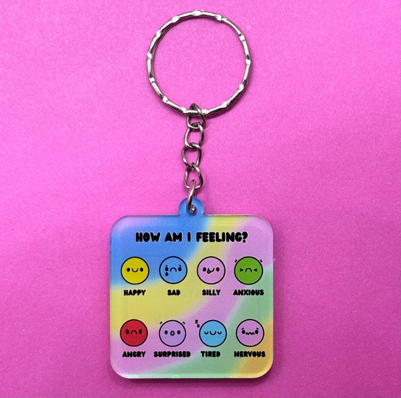 How Are You Feeling Emotions Keyring - Self Care - Non Verbal - Keyring ...