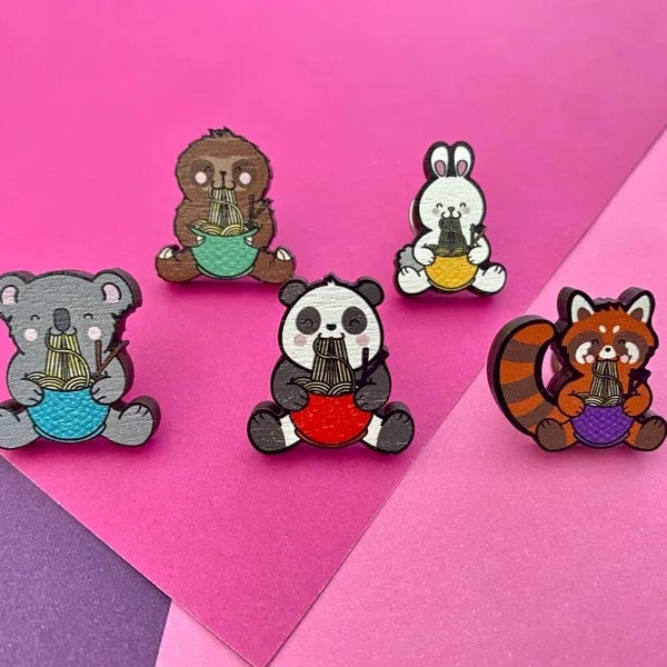 Cutie Noodles Holzanstecker - Cute - Panda - Pin - Badge