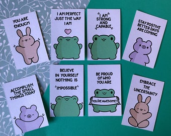Kawaii Mini Self Love Affirmation Cards - Affirmation - Frog - Positive - Cards