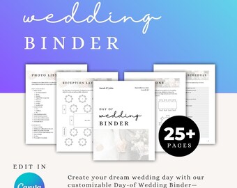 Editable Day-of Wedding Binder | Canva Digital Download for Seamless Wedding Planning | Instant Access
