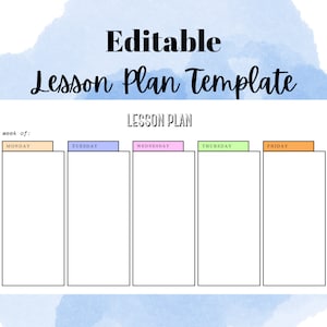 Teacher Lesson Plan Template, Weekly Lesson Plan, Teacher Organizer, Lesson Planning, PDF Teacher Template
