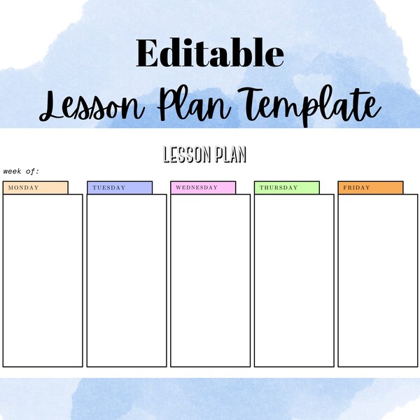 Teacher Lesson Plan Template, Weekly Lesson Plan, Teacher Organizer, Lesson Planning, PDF Teacher Template