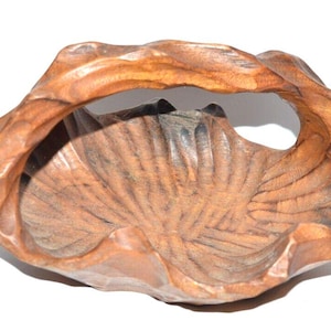Vtg Hand Carved Bowl Basket Burl Wood Basket 7&quot; Natural Wood Grain