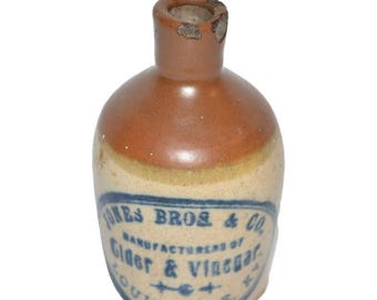 Antique Jones Bros & Co Cider  Vinegar Mini Stoneware Jug Louisville KY Chips