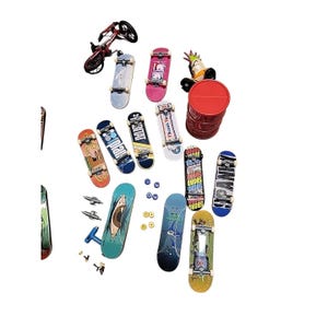 Lote de tablas de skate Tech Deck Finger Board vintage y surtidas, ruedas, etc.