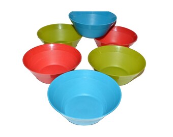 Vintage plastic Parkay margarine-, boter- en ontbijtkommen ZONDER deksels, 6 stuks
