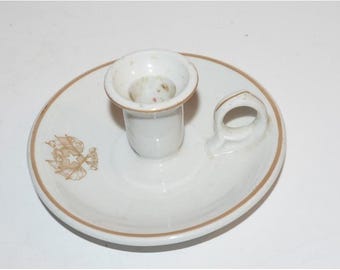 Vtg Rice Hotel Houston TX Chamber Candle Holder Ceramic Lamberton China